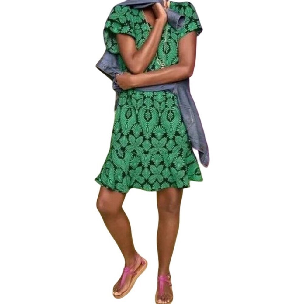 cAbi Palmette Tropical Print Mini Dress Navy/Green Size Small